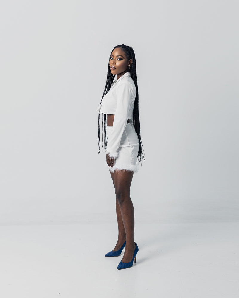 White Feather Two Piece Set